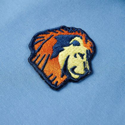 Детски суитшърт с качулка, синьо и нежно жълто, 92