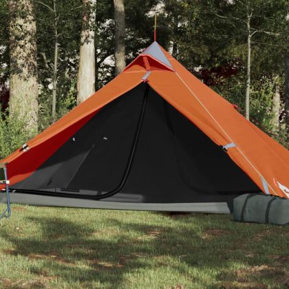 Къмпинг палатка типи, 1-местна, сиво-оранжева, водоустойчива