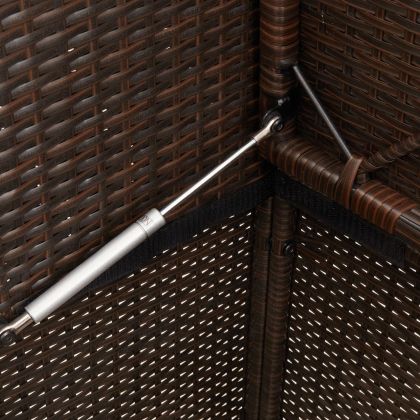 Градинска пейка с възглавници, кафява, полиратан