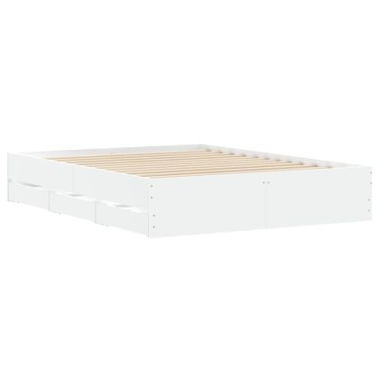 Рамка за легло, с чекмеджета, без матрак, бяла, 140x200 см