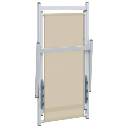 Сгъваеми плажни столове, 2 бр, кремави, алуминий и Textilene