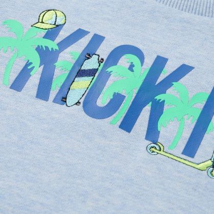 Детски суитшърт, мек син меланж, 92