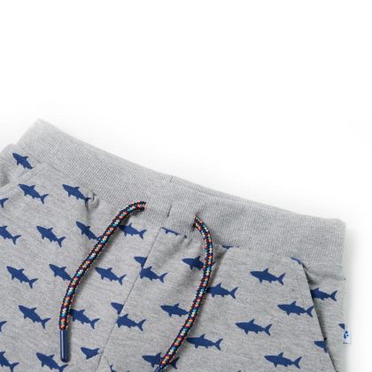 Детски къси панталони с шнурове, светлосив меланж, 92