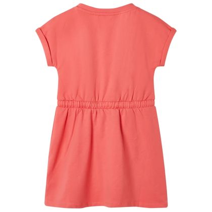 Детска рокля с шнур, коралово, 128