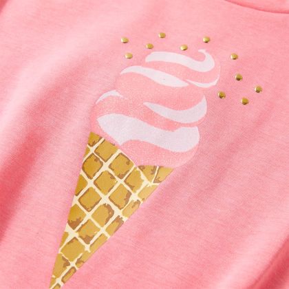 Детска тениска, флуоресцентно розова, 140