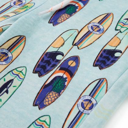 Детски къси панталони с шнурове, мек син меланж, 116