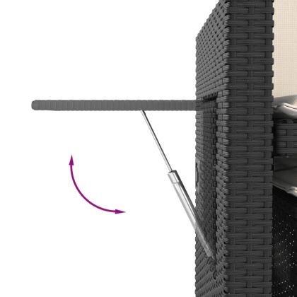 Накланяща се градинска пейка с възглавници черен полиратан