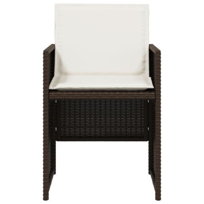 Градински комплект с възглавници 5 части кафяв полиратан