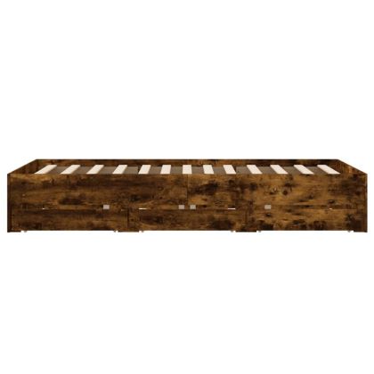 Рамка за легло с чекмедже опушен дъб 135x190 см инженерно дърво