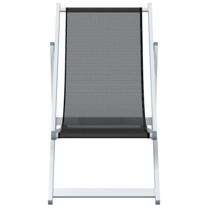 Сгъваеми плажни столове, 2 бр, сиви, алуминий и Textilene