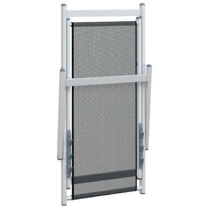 Сгъваеми плажни столове, 2 бр, сиви, алуминий и Textilene