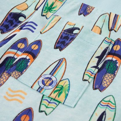 Детски къси панталони с шнурове, мек син меланж, 92