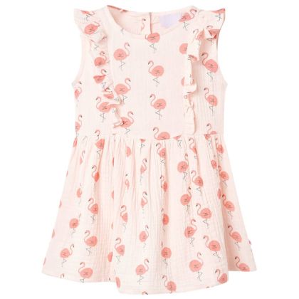 Детска рокля с волани, нежно розово, 116