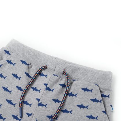 Детски къси панталони с шнурове, светлосив меланж, 116