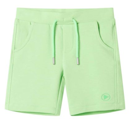 Детски къси панталони, флуоресцентно зелено, 128