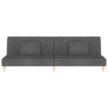 2-местно разтегателно канапе с възглавници, тъмносиво, текстил