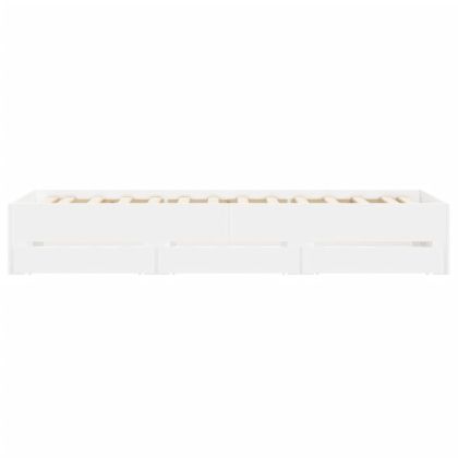 Рамка за легло, с чекмеджета, без матрак, бяла, 90x200 см