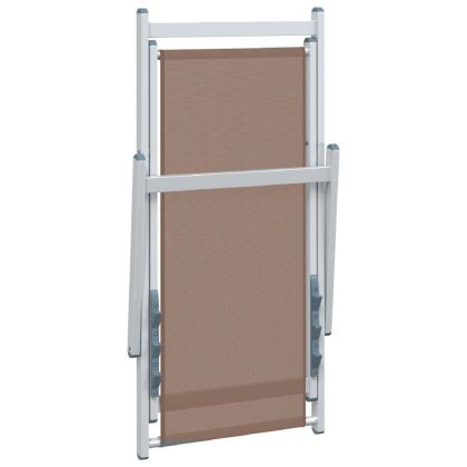 Сгъваеми плажни столове, 2 бр, кафяви, алуминий и Textilene