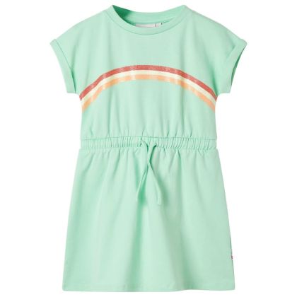 Детска рокля с връв, яркозелена, 140