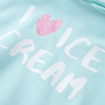 Детски суитшърт с качулка, светла аква, 140