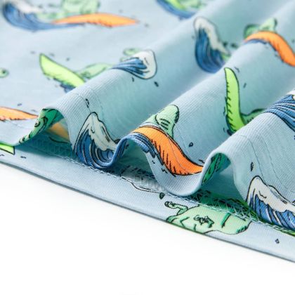 Детска пижама с къс ръкав, светлосиня, 140