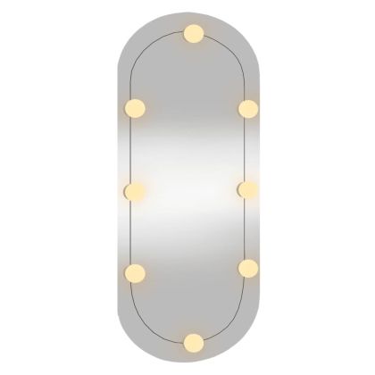 Стенно огледало с LED лампи 35x80 см стъкло овално