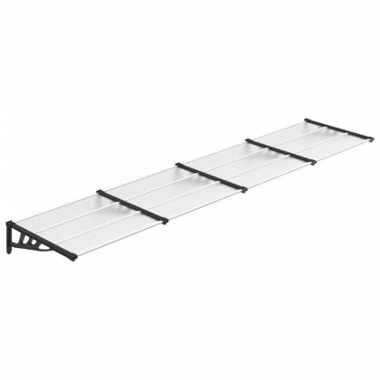 Навес за врата, черно и прозрачно, 396x90 см, поликарбонат