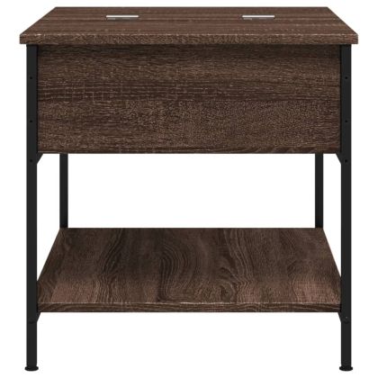 Кафе маса, кафяв дъб, 70x50x50 см, инженерно дърво и метал