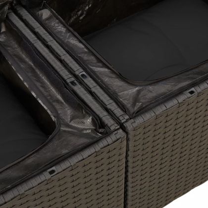 Градински комплект диван с възглавници 11 части черен полиратан