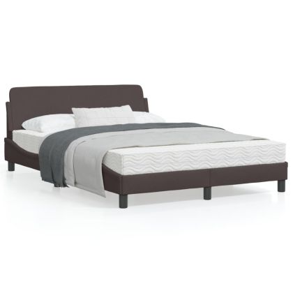 Рамка за легло с табла, тъмнокафява, 120x200 см, плат