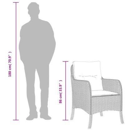 Градински трапезен комплект 7 части с възглавници сив полиратан