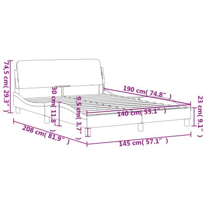 Рамка за легло Dover, черна, 140x190 см кадифе