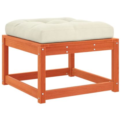 Градинска табуретка с възглавници, восъчнокафяв, бор масив