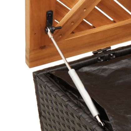 Външна кутия за съхранение черна 110x50x54 см PE ратан акация