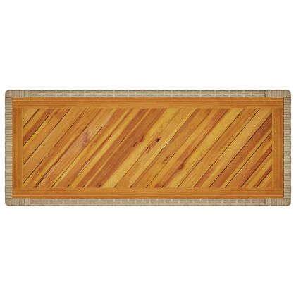 Градинска маса с дървен плот бежова 100x40x75 см полиратан