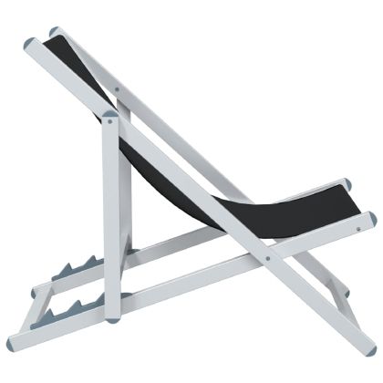 Сгъваеми плажни столове, 2 бр, черни, алуминий и Textilene