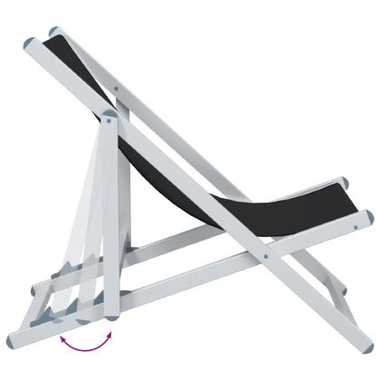 Сгъваеми плажни столове, 2 бр, черни, алуминий и Textilene