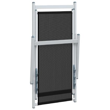 Сгъваеми плажни столове, 2 бр, черни, алуминий и Textilene