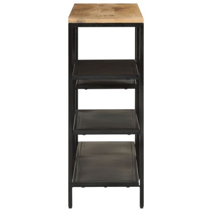 Конзолна маса, 110x30x75 cм, мангово дърво масив и желязо