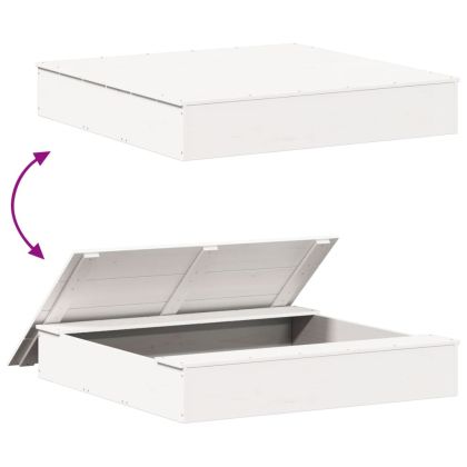 Пясъчник с капак бял 111x111x19,5 см бор масив