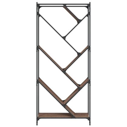 Библиотека, кафяв дъб, 79x30x180 см, инженерно дърво и метал