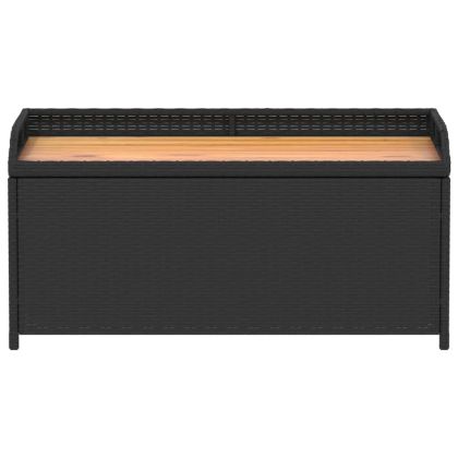 Пейка за съхранение черна 100x50x52 см полиратан и акация