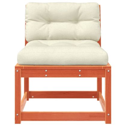 Градински диван с възглавници восъчнокафяв бор масив