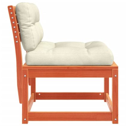 Градински диван с възглавници восъчнокафяв бор масив