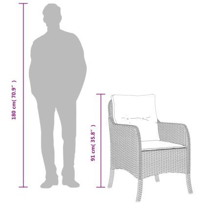 Градински комплект с възглавници, 7 части, бежов полиратан