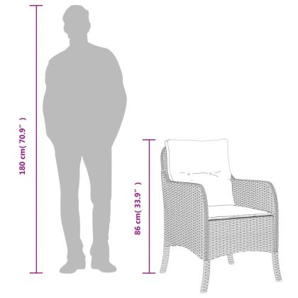 Градински трапезен комплект 7 части с възглавници сив полиратан