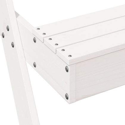 Маса за пикник с пясъчник за деца, бял, борово дърво масив