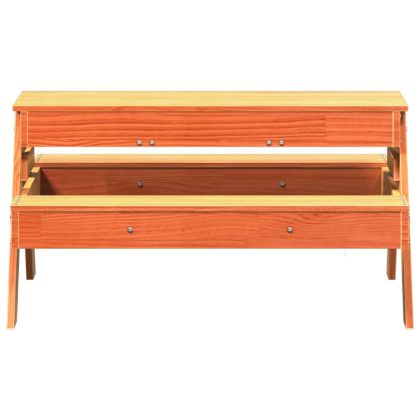 Маса за пикник с пясъчник за деца, восъчнокафяв, бор масив