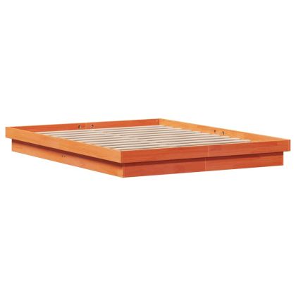 LED рамка за легло восъчнокафяв 160x200 см борово дърво масив