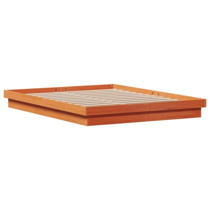 LED рамка за легло восъчнокафяв 160x200 см борово дърво масив